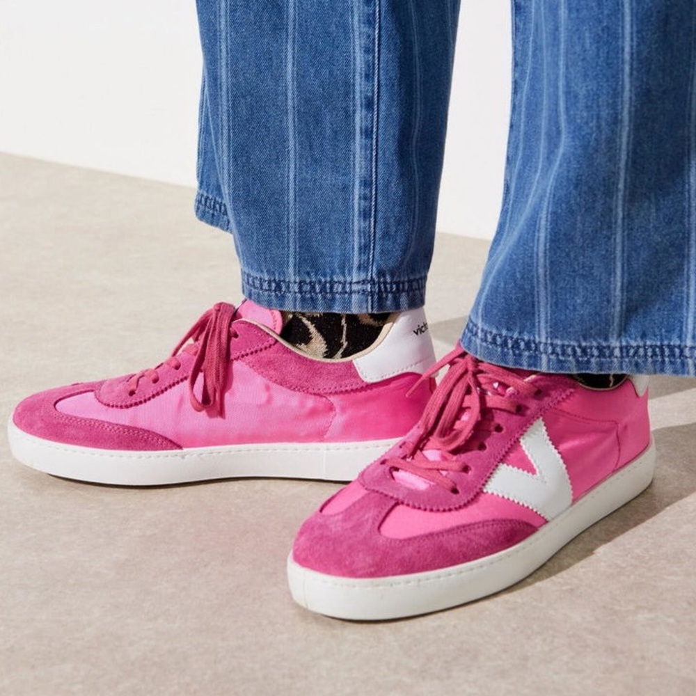 Victoria Berlin Nylon Women's Pink Low-Top Sneakers with White Accent